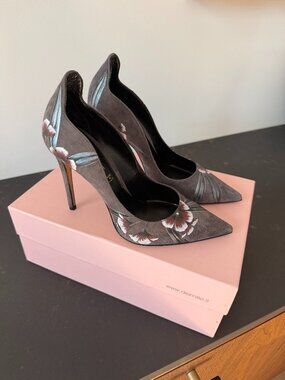 Deimille Italian Hand-Painted Floral Suede Pumps - Size 36.5 (US 6.5)